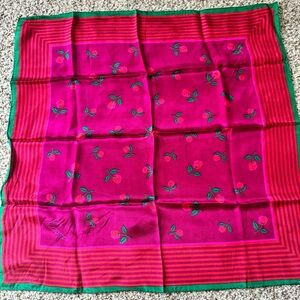 Vintage floral pink red and green Kenzo silk scarf